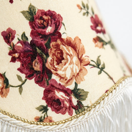 Abat-jour pour lampe de table en tissu motif rose rouge TARA