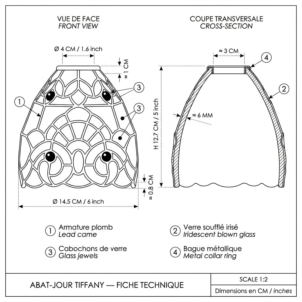 Abat-jour en verre soufflé jaune VIDA
