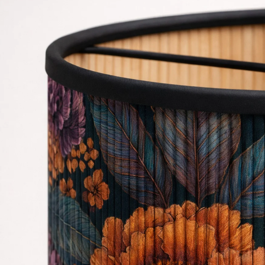 Abat-jour en bambou tressé style japonais motif florale