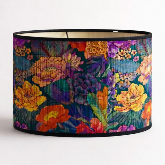 Abat-jour en bambou tressé style japonais motif florale
