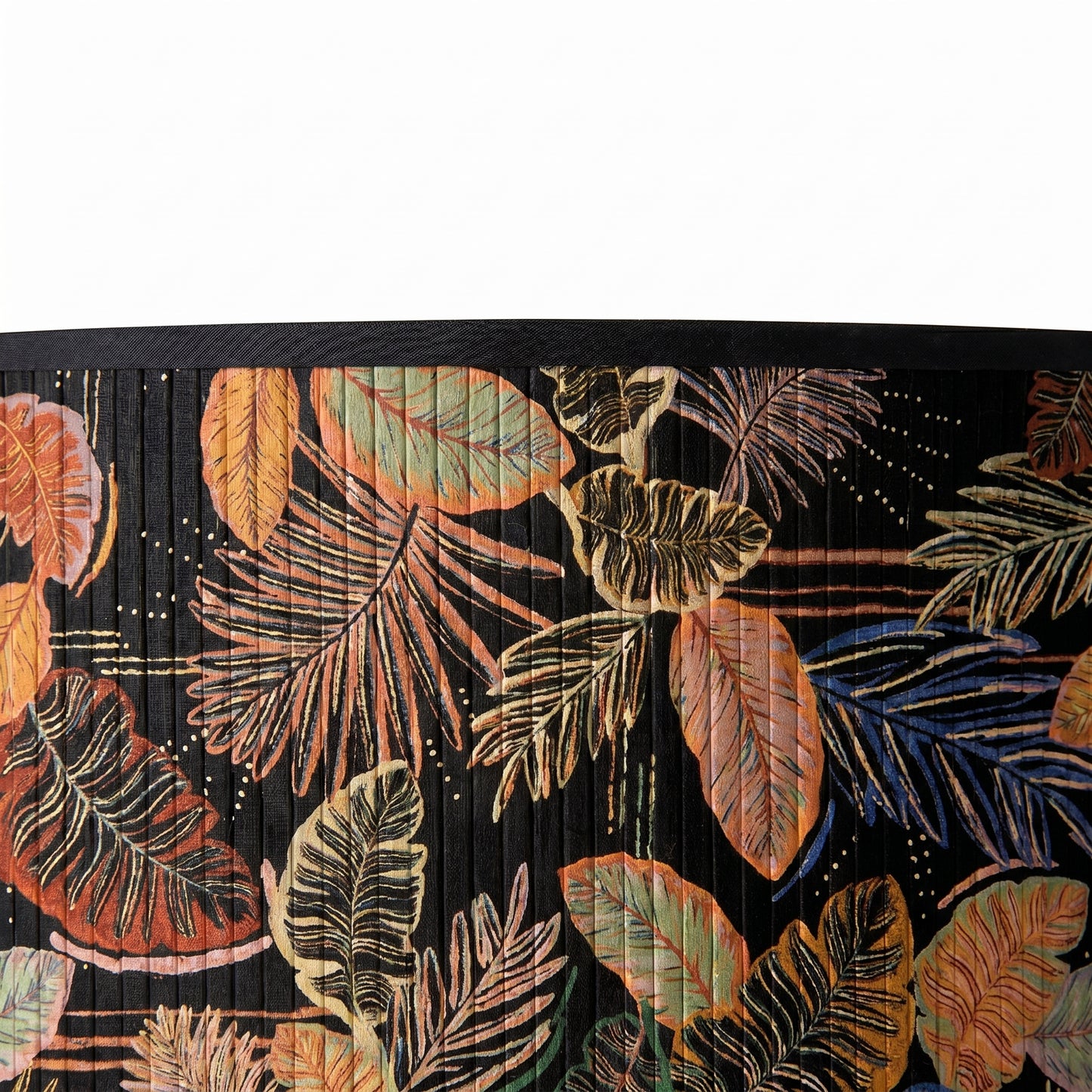 Abat-jour en bambou tressé noire motif jungle