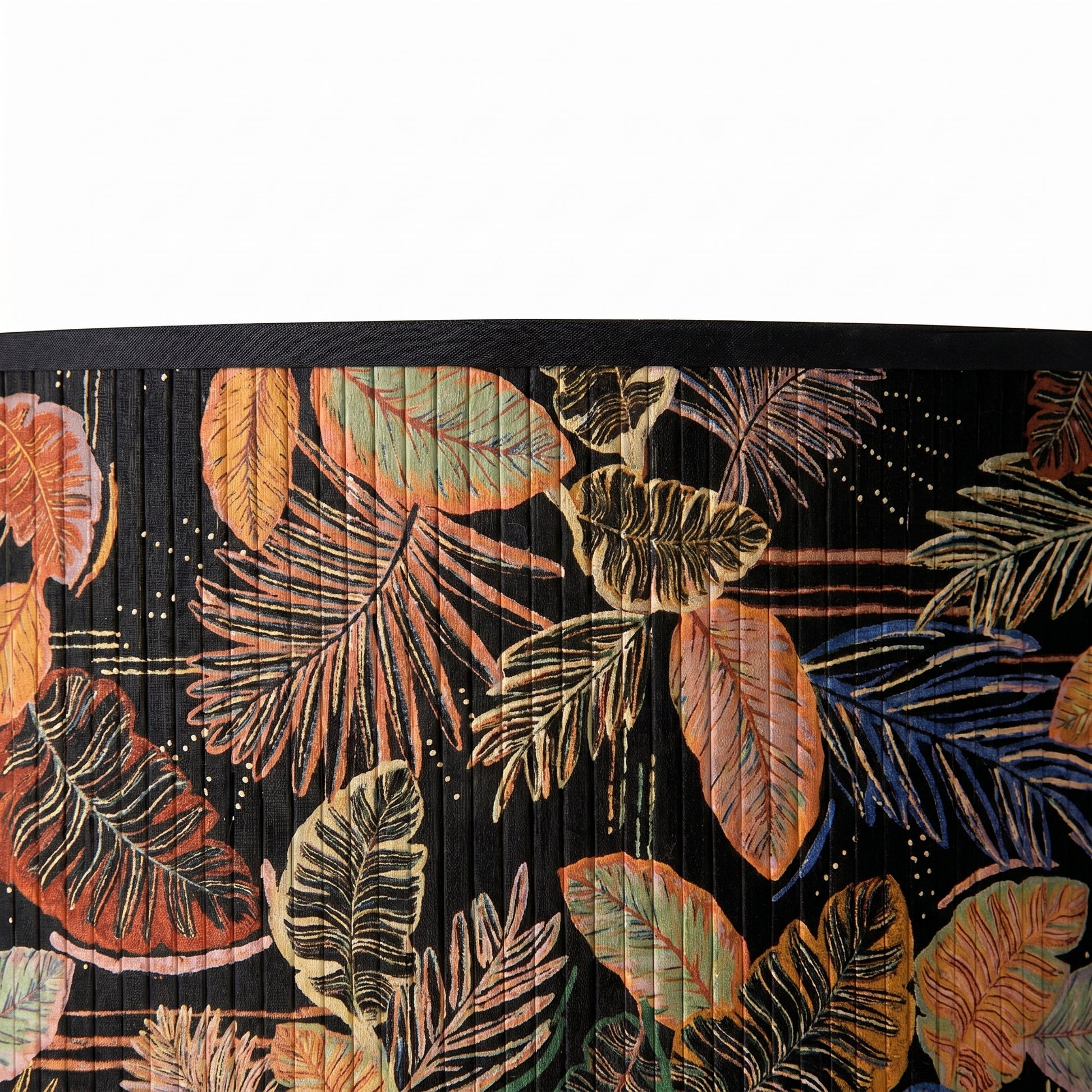 Abat-jour en bambou tressé noire motif jungle
