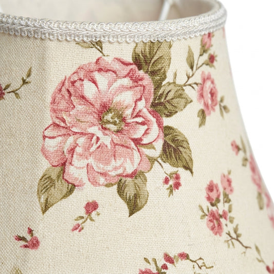 Abat-jour pour lampe de table en tissu motif rose AMIRA