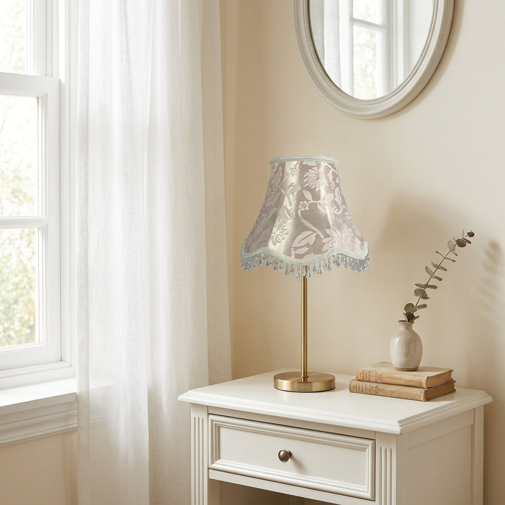 Abat-jour pour lampe de table en tissu satiné rose OLIA