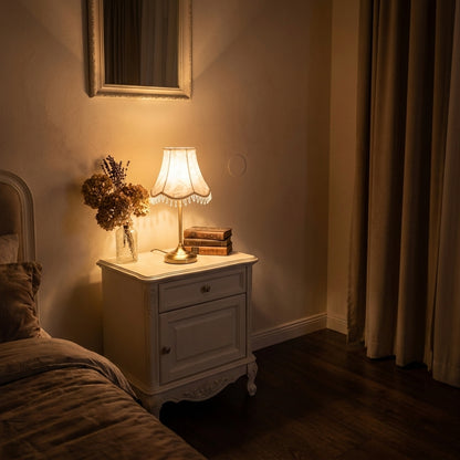 Abat-jour pour lampe de table en tissu satiné rose OLIA