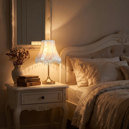 Abat-jour pour lampe de table en tissu satiné rose OLIA