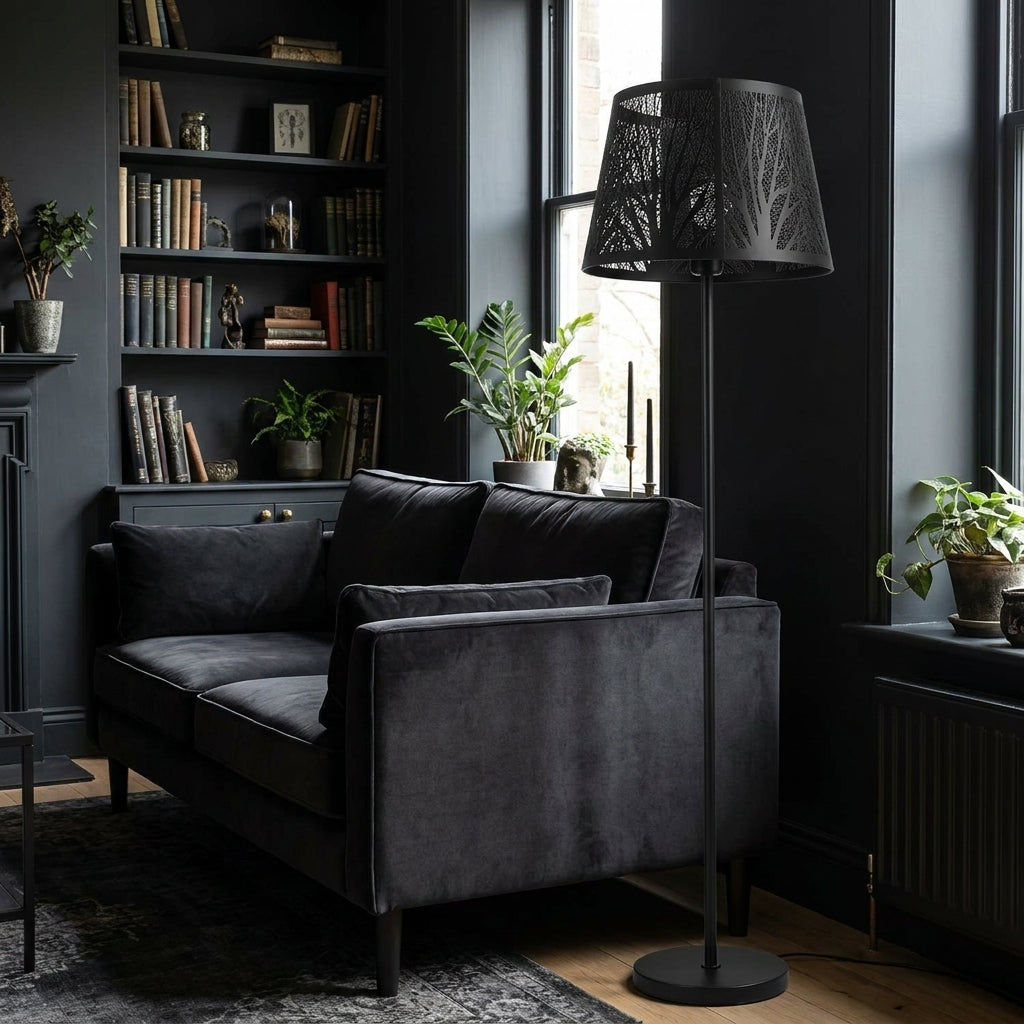 Abat-jour pour lampadaire en fer forgé noir 19 x 15 MILA