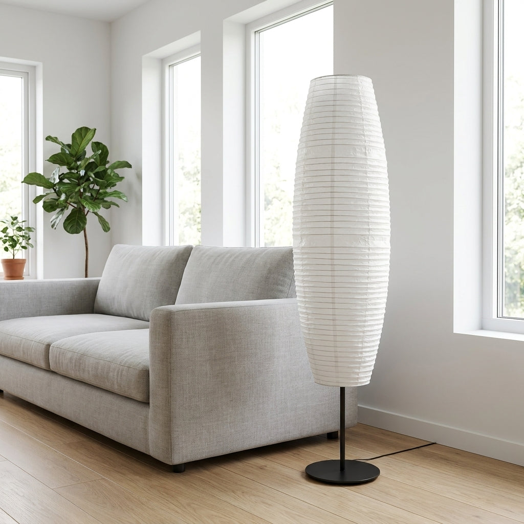 Abat-jour pour lampadaire en papier blanc KIRA