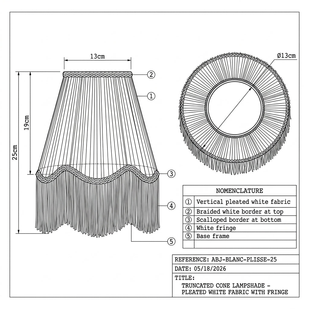 Abat-jour pour lampe de table en tissu blanc plissé ZARA