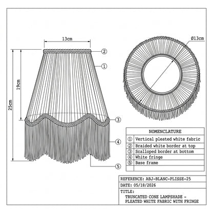 Abat-jour pour lampe de table en tissu blanc plissé ZARA