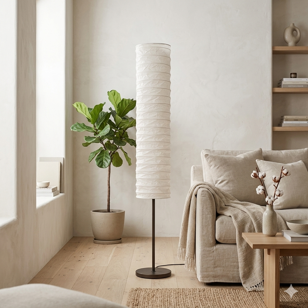 Abat-jour en papier pour lampadaire blanc SAGE