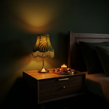 Abat-jour pour lampe de table en tissu vert LUNA