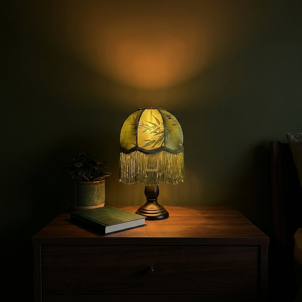 Abat-jour pour lampe de table en satin vert ANITA