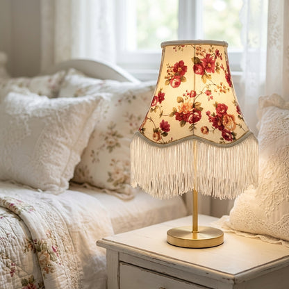 Abat-jour pour lampe de table en tissu motif rose rouge TARA