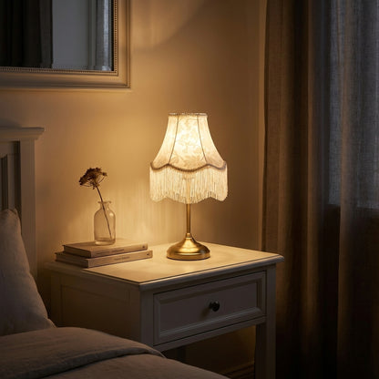 Abat-jour pour lampe de table en tissu blanc brodé NIRA