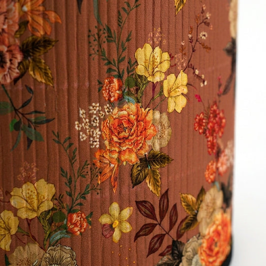 Abat-jour en bambou tressé orange motif fleur