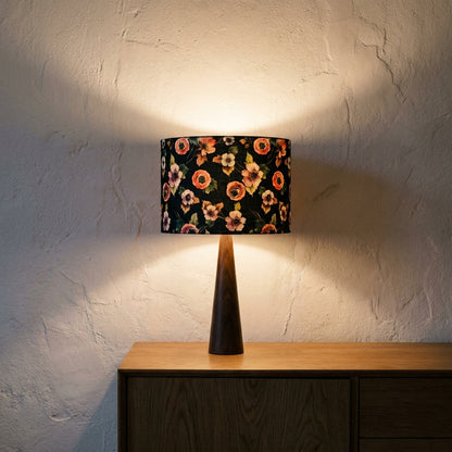 Abat-jour en bambou tressé noire motif fleur