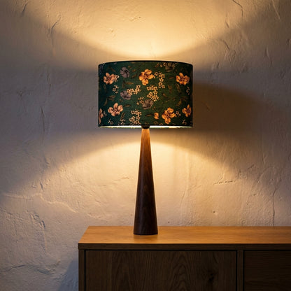 Abat-jour en bambou tressé vert motif fleur