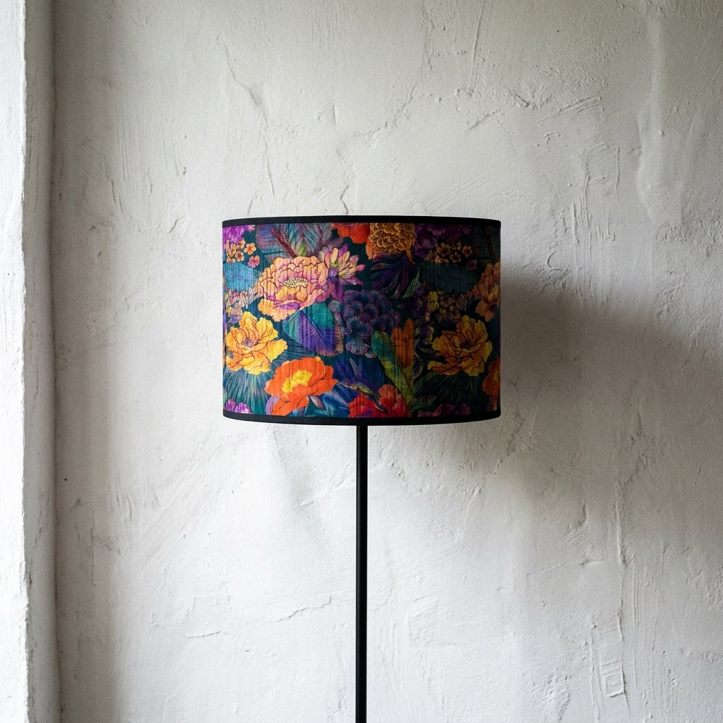 Abat-jour en bambou tressé style japonais motif florale