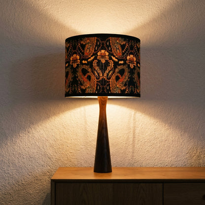 Abat-jour en bambou tressé noir motif exotique