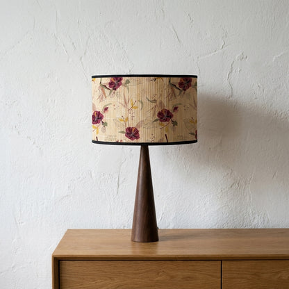 Abat-jour en bambou tressé crème motif fleur