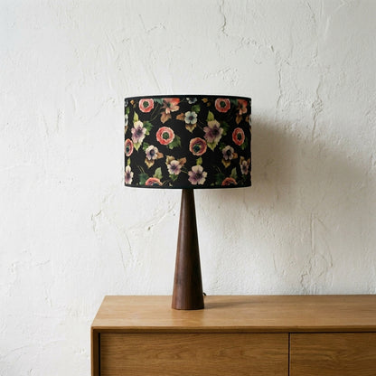 Abat-jour en bambou tressé noire motif fleur