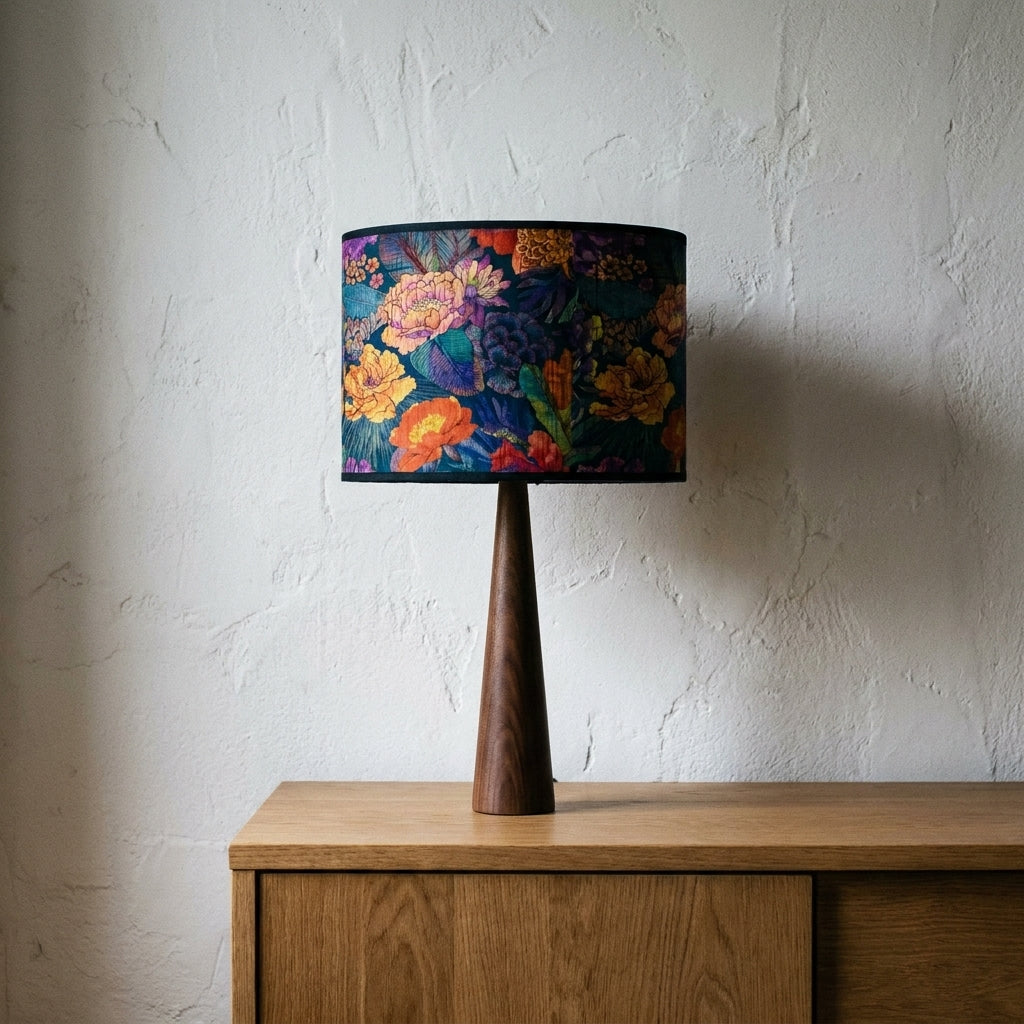 Abat-jour en bambou tressé style japonais motif florale