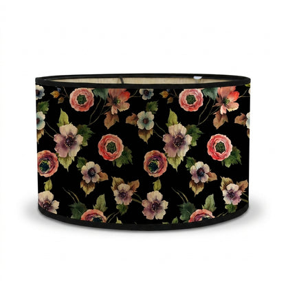Abat-jour en bambou tressé noire motif fleur