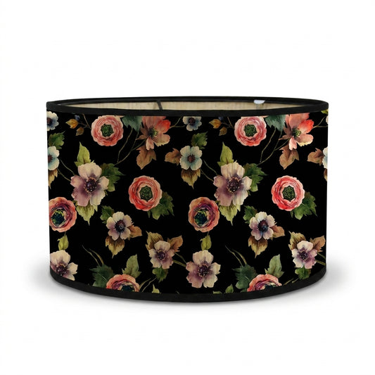 Abat-jour en bambou tressé noire motif fleur