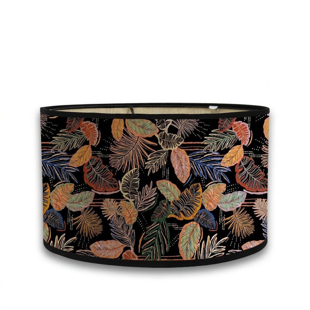 Abat-jour en bambou tressé noire motif jungle