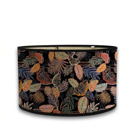 Abat-jour en bambou tressé noire motif jungle