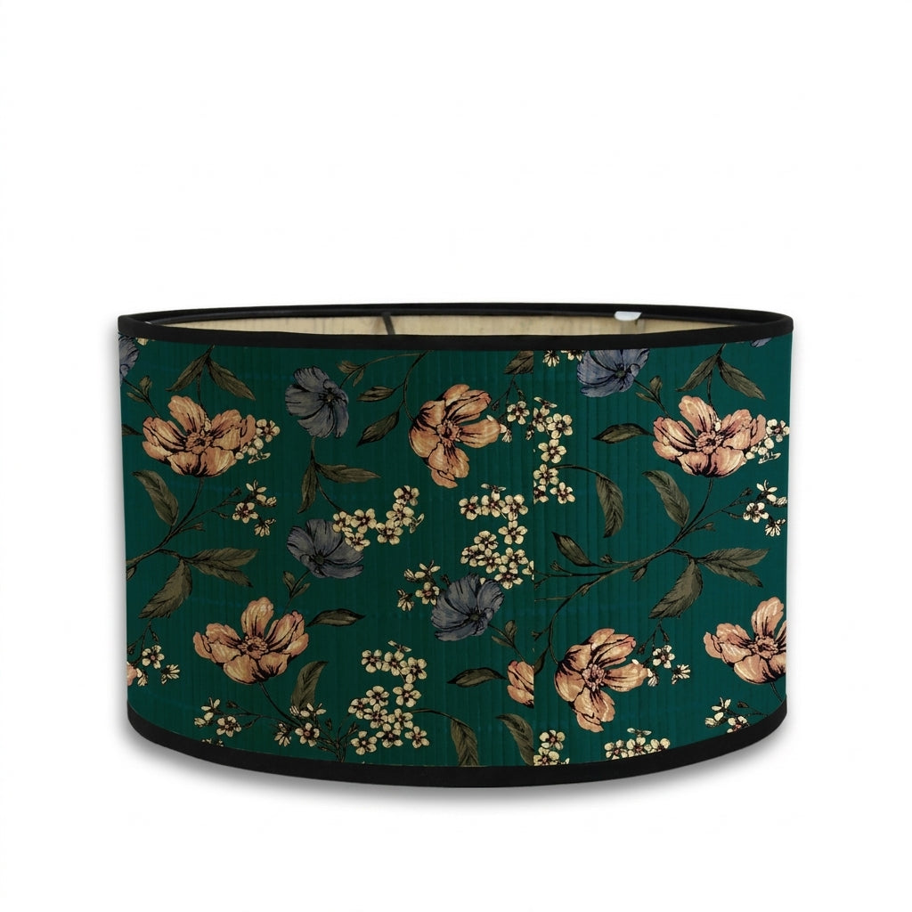 Abat-jour en bambou tressé vert motif fleur