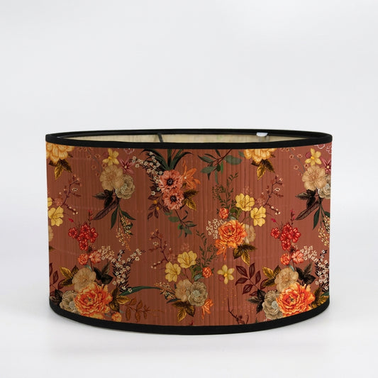 Abat-jour en bambou tressé orange motif fleur