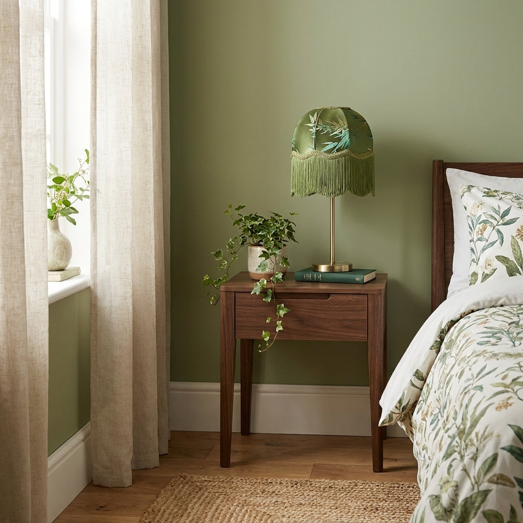 Abat-jour pour lampe de table en satin vert ANITA