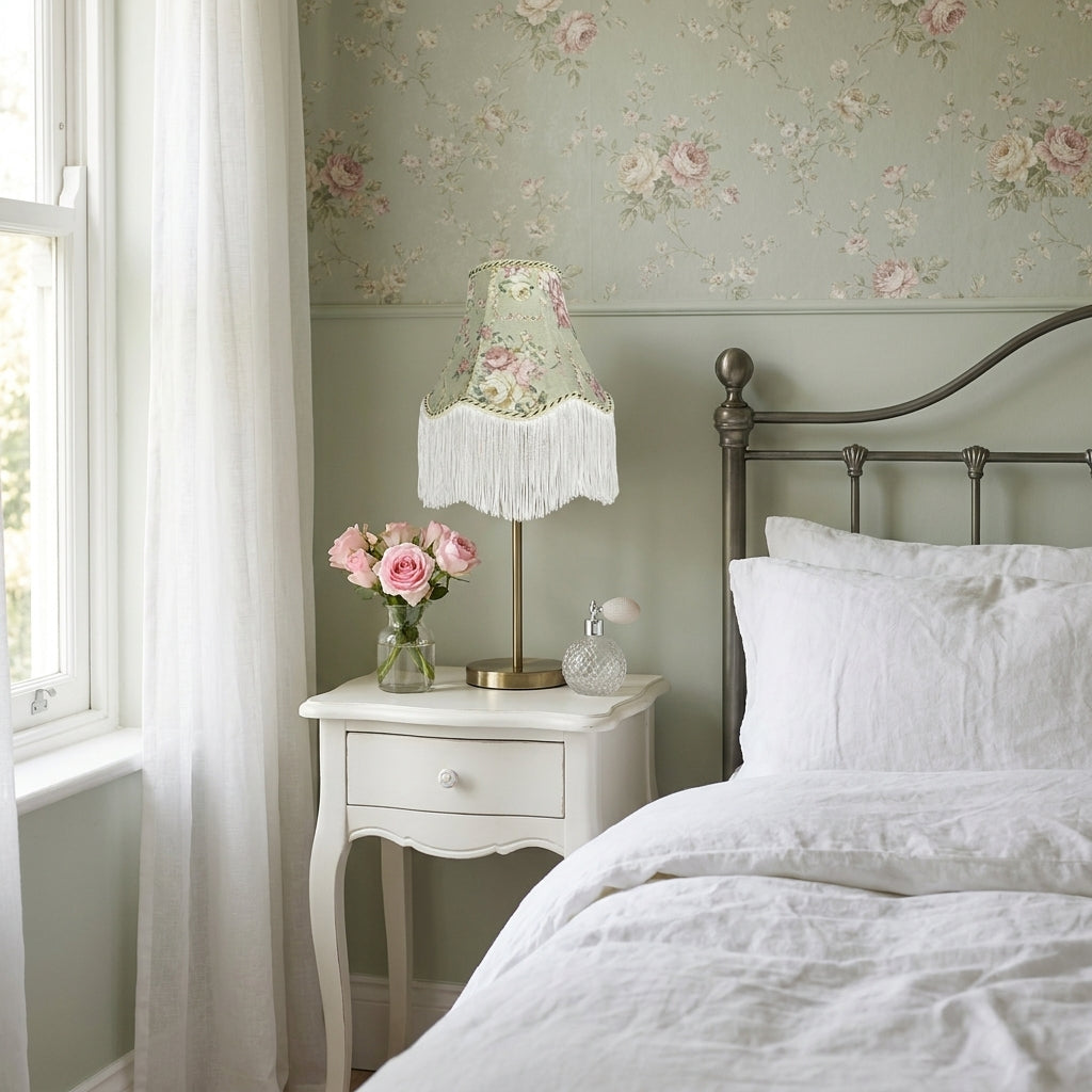 Abat-jour pour lampe de table en tissu vert MIRA