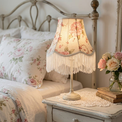 Abat-jour pour lampe de table en tissu motif rose AMIRA
