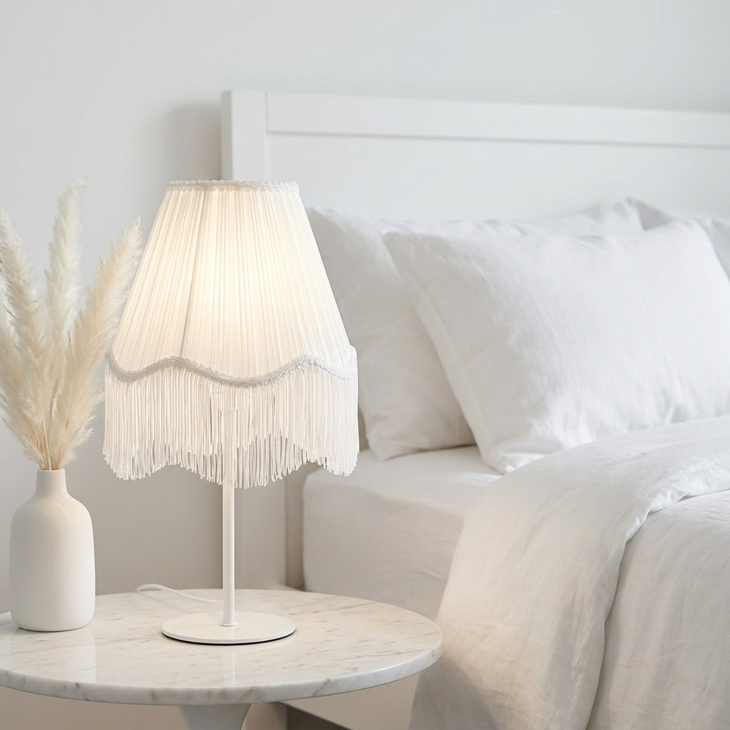 Abat-jour pour lampe de table en tissu blanc plissé ZARA