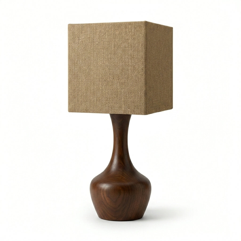 Abat-jour en lin carré beige sable