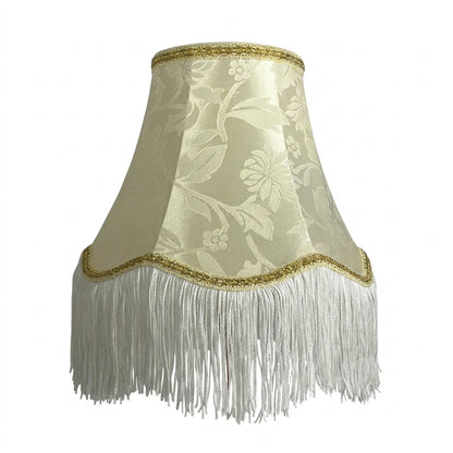 Abat-jour pour lampe de table en tissu brodé crème