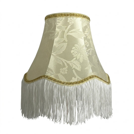 Abat-jour pour lampe de table en tissu brodé crème
