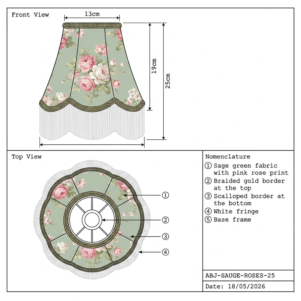 Abat-jour pour lampe de table en tissu vert MIRA