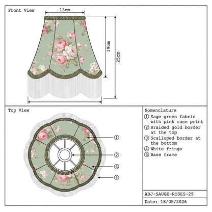 Abat-jour pour lampe de table en tissu vert MIRA
